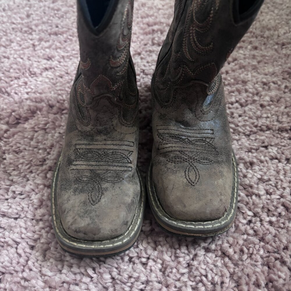 Smoky Mountain Western Boots Girls Size 9 Brown Leather Distressed Cowgirl 3850C - Picture 3 of 6